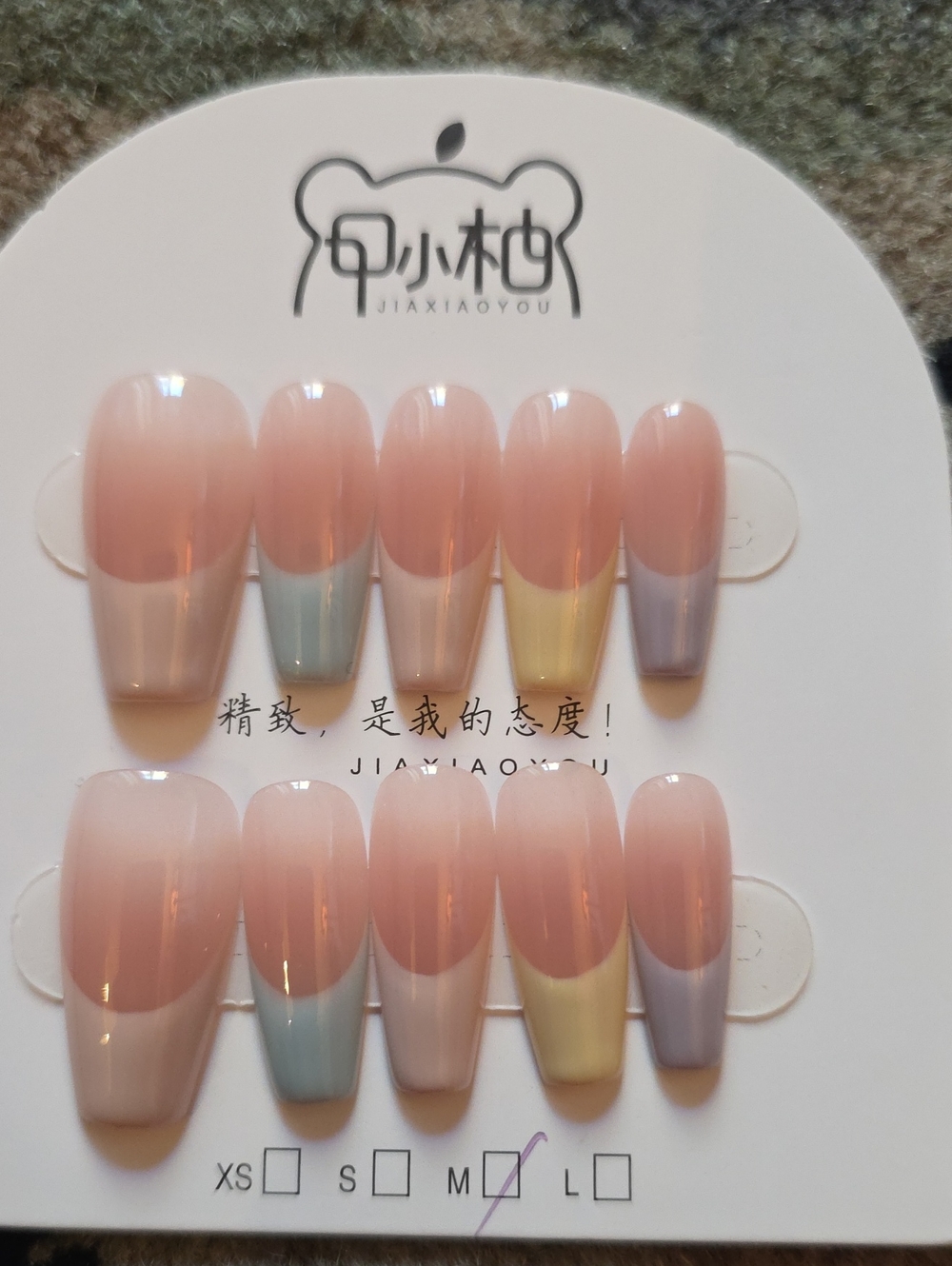 Pink  Press-On Nails with Pastel Tips Size Med